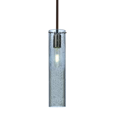 Besa Lighting Juni 16 Stem Pendant, Blue Bubble, Bronze, 1x60W Incandescent 1TT-JUNI16BL-BR